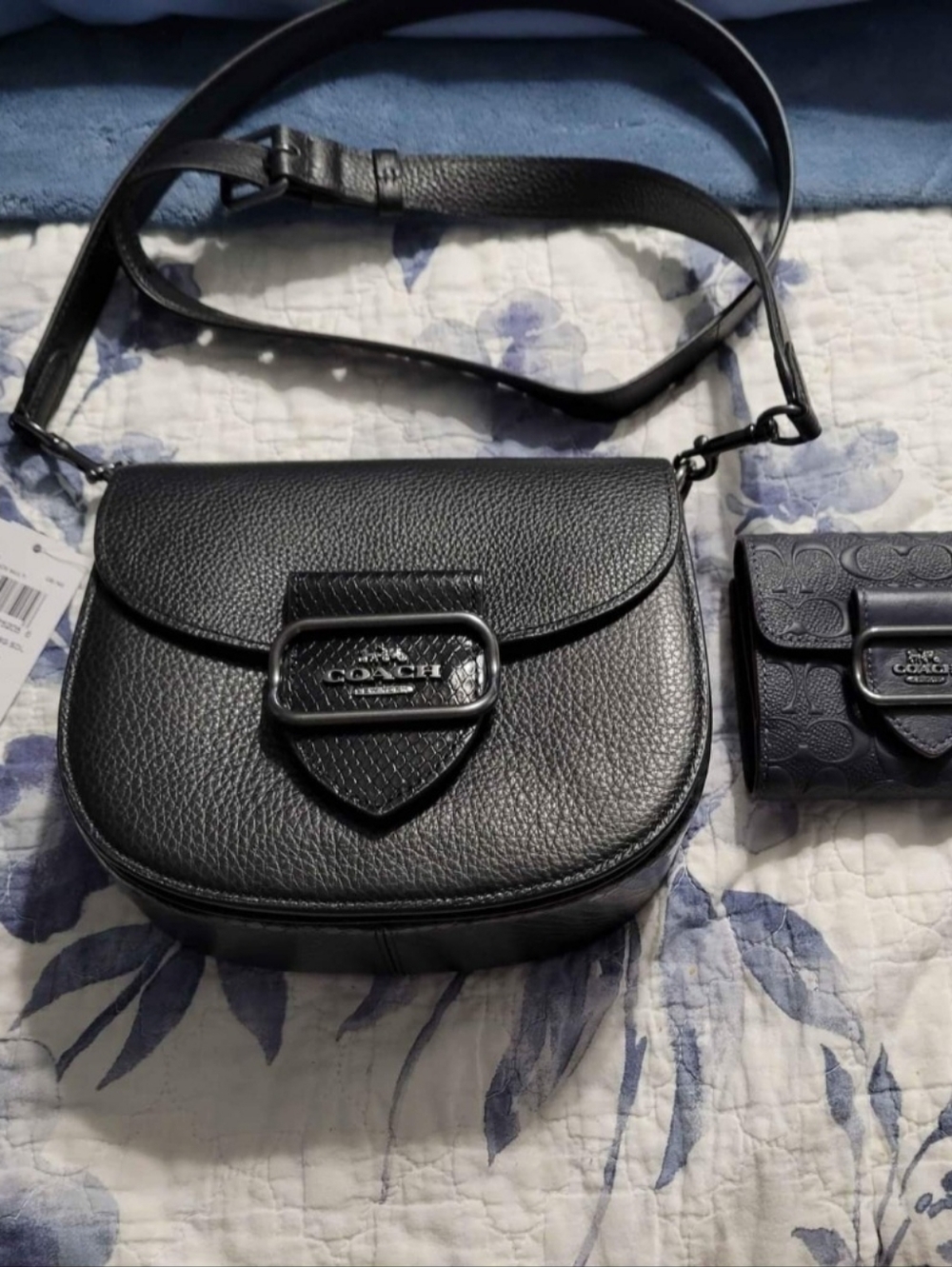 Coach Black Pebbled Leather Saddle Crossbody Bag
